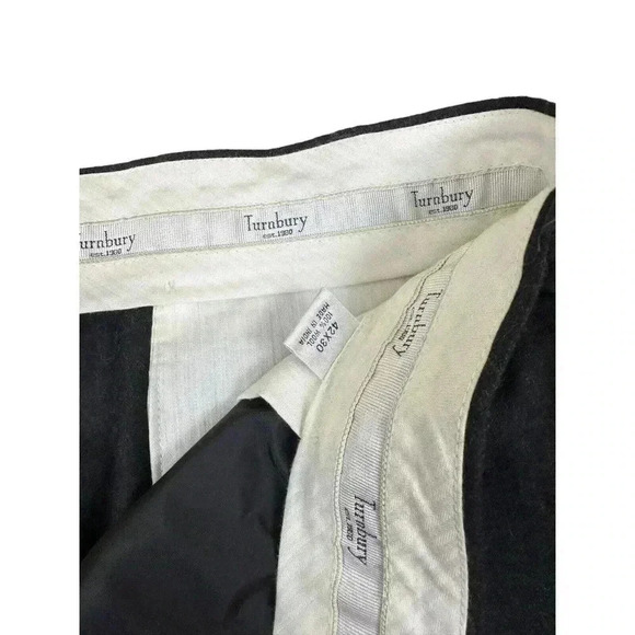 Turnbury Dress Pants Business Office 100% Wool Pleated Gray Men's Size 42 x 30 - Picture 11 of 13